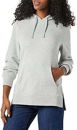 Amazon Essentials Women's Fleece Hooded Tunic Sweatshirt, Grey Heather, XX-Large