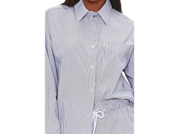 Forever 21 (L) Pinstriped Button-Front Shirt