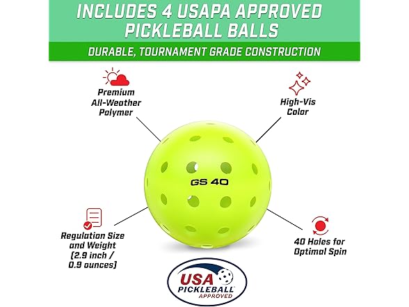 GoSports Pickleball Set with 4 Paddles