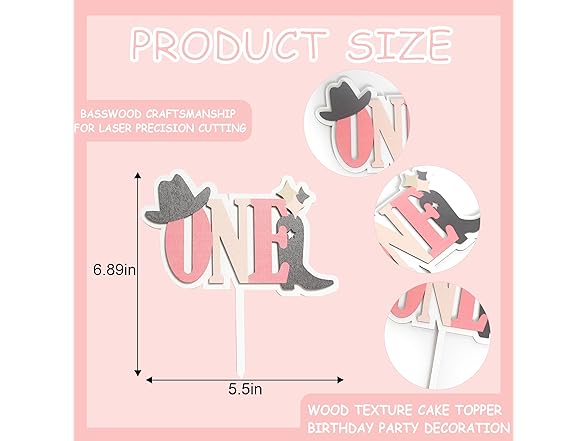 Disco Cowgirl 1st Birthday Cake Topper