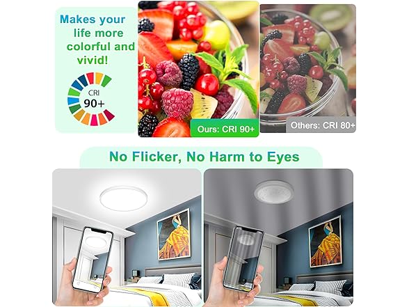 GoBright Dimmable LED Flush Mount Ceiling Lights