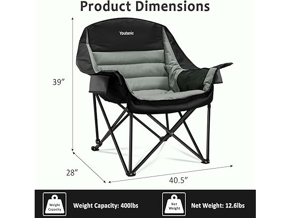 Oversized Camping Chair - 400lb Capacity