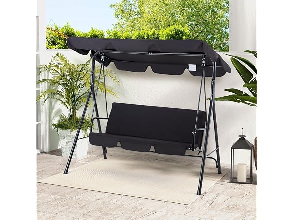 Esright Patio Swings Outdoor, 3-Seat Outdoor Porch Swing Chair