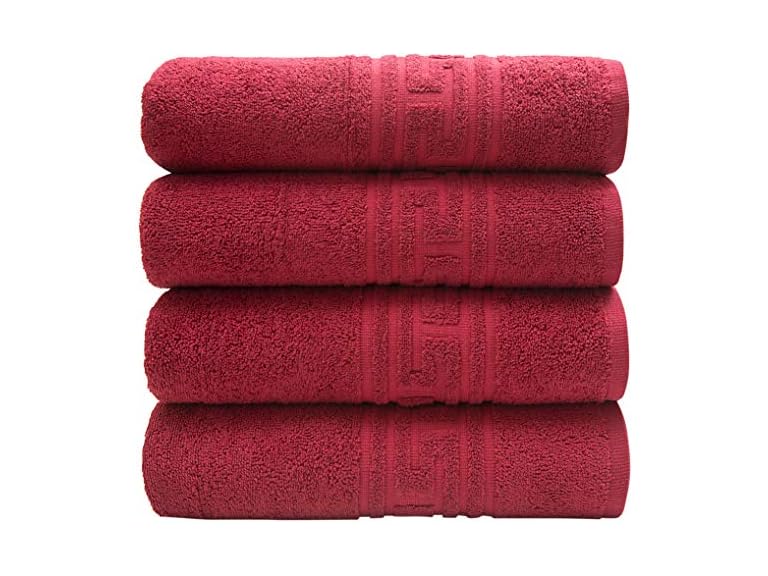 Pleasant Home 4 Pack Bath Towels Set, Greek Key