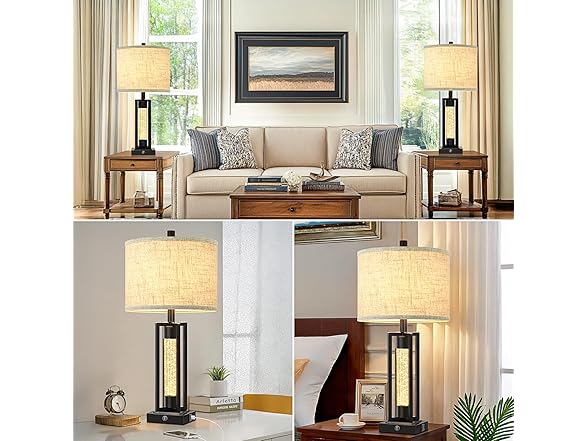 TOBUSA 26" Crystal Table Lamps Single Black