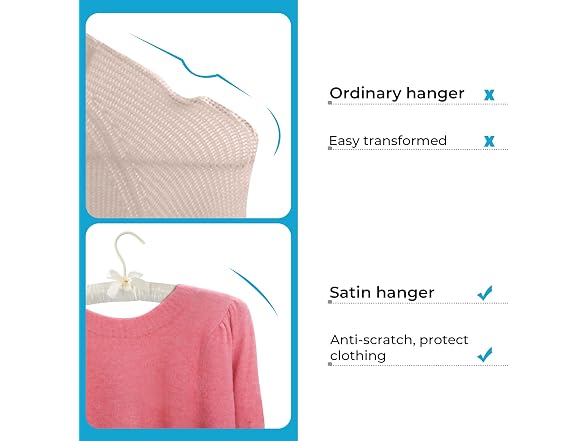 Suptinwear Satin Padded Hangers 10 Pack, 17 Inch Ivory 
