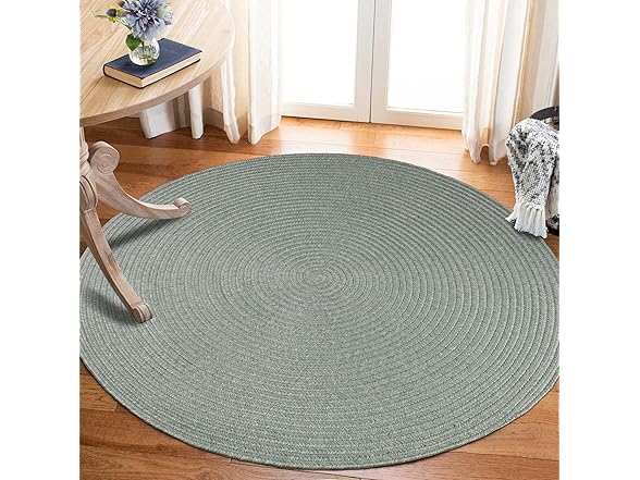 Superior Reversible Braided Area Rug, 6' rd, Fog Green