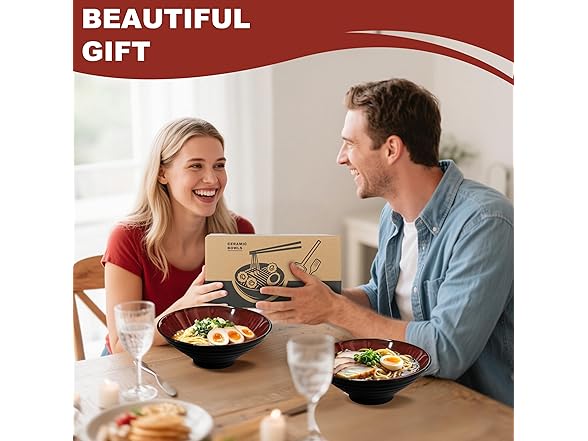 mangmong 8-Inch Ceramic Ramen Bowl Set