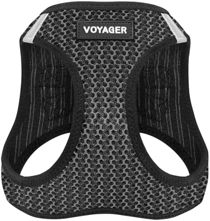 Best Pet Supplies - All Weather Mesh, Reflective, No Pull Harness for Small, Medium Dogs, Cats - Secure with Hook & Loop Fastener, Buckle, Double D-Rings - Gray 2-Tone, L