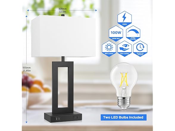 TOBUSA  22" Table Lamp Set of 2, Modern Touch