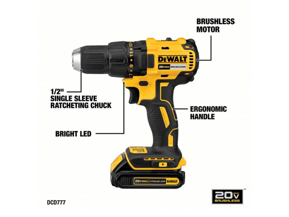 DEWALT DCD777D1 20V MAX Cordless Drill Driver Set