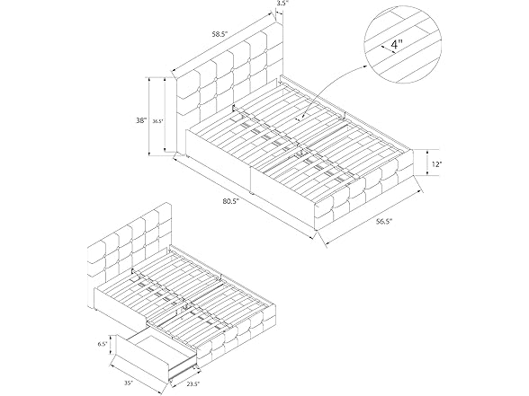 DHP Rose Upholstered Platform Bed with U