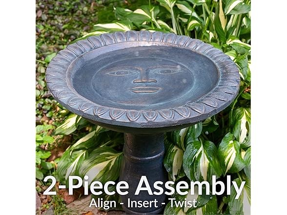 Sunnydaze 26” H Concrete Bird Bath Patina Blue