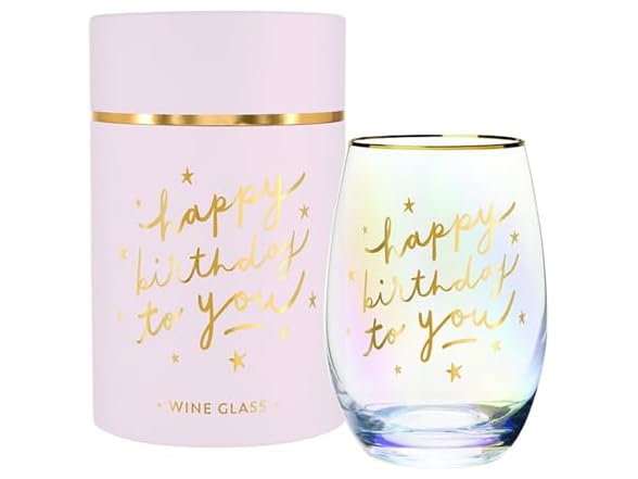 Stemless Wine Glass Happy Birthday To You