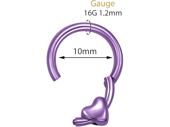 G23 Titanium Heart Nose Ring Dark Purple