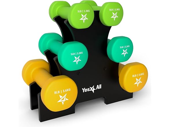 Yes4All Neoprene Dumbbell Set with Rack