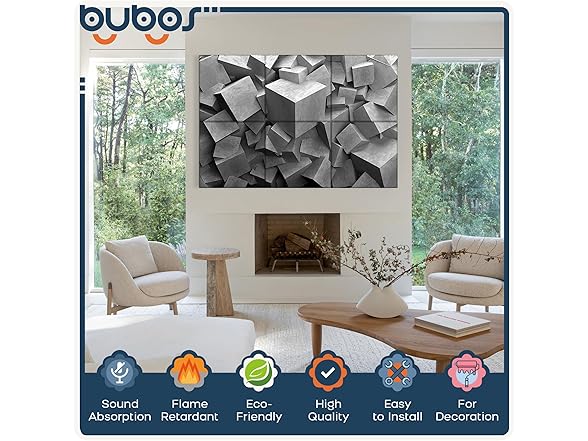 BUBOS 6 Pack Self-Adhesive Acoustic Wall Panels