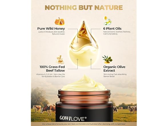 GOWILOVE W0012 Grass Fed Beef Tallow for Skin