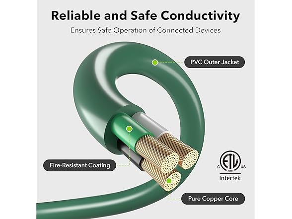 BN-LINK 25Ft Outdoor Extension Cord 16/3 SJTW with 3 Outlets, 2-Pack