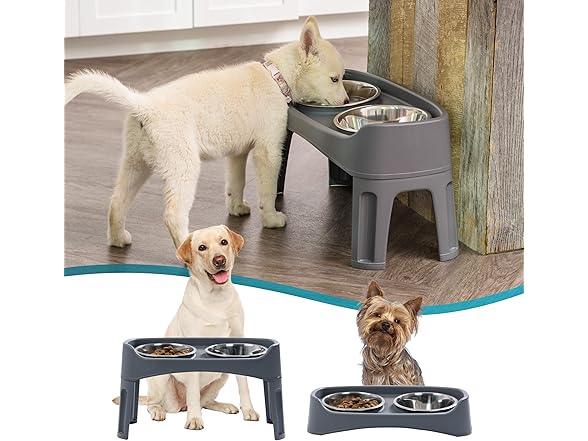 IRIS USA Elevated Dog Bowls Adjustable Stand