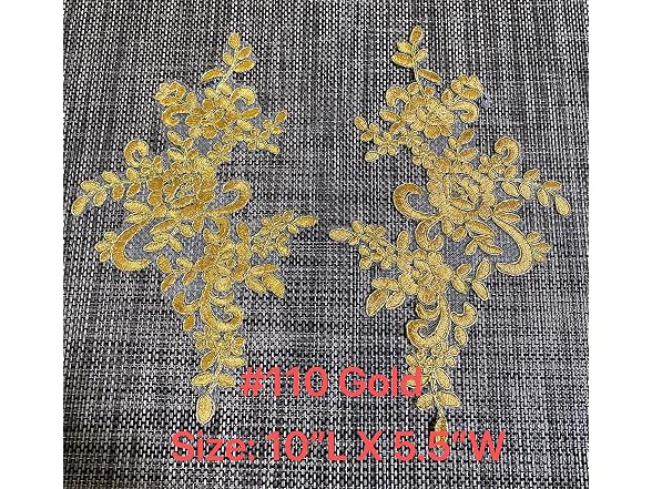 One Pair Lace Appliques, Embroidered