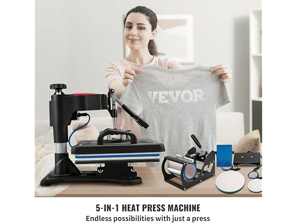 VEVOR 5 in 1 Heat Press Machine for T Shirts