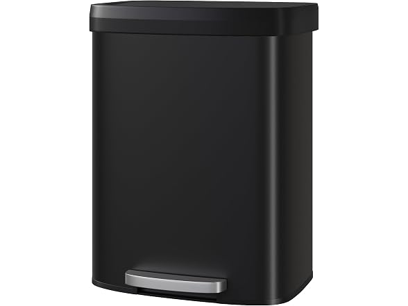 16 Gal/60L Stainless Steel Trash Can with Soft-Close Plastic Lid