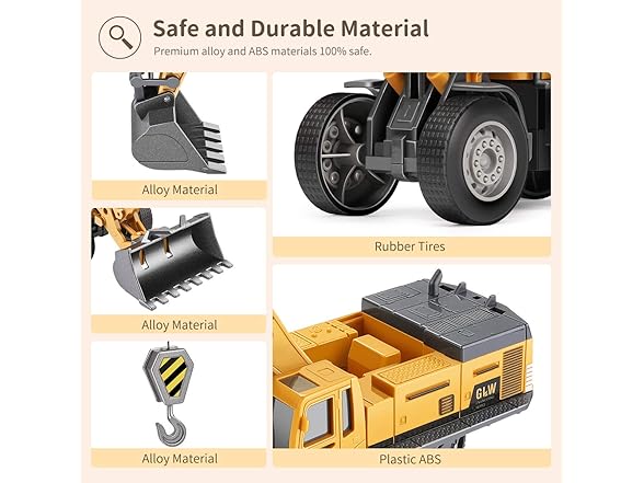 Geyiie Trucks & Crane Playset for Kids