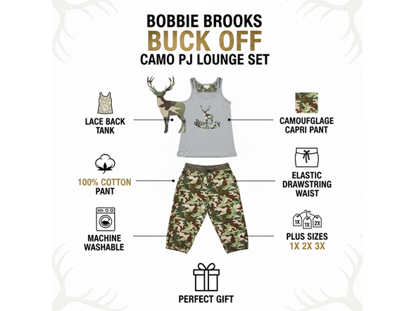 Sets Plus Size Womens Buck Off PJs