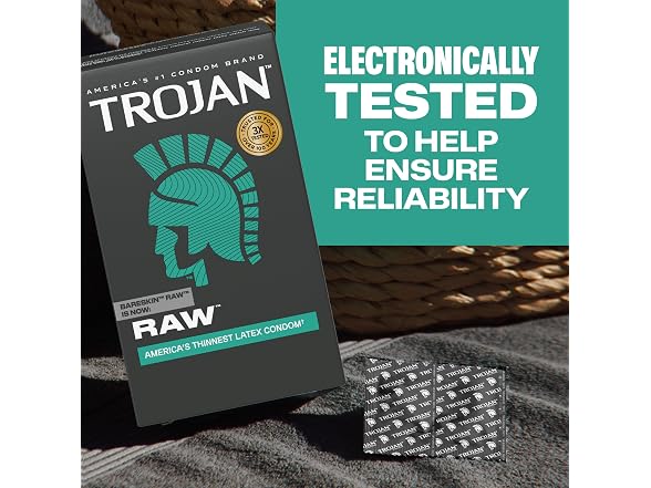 Trojan Raw Thin Latex Condoms for Men 24 Count