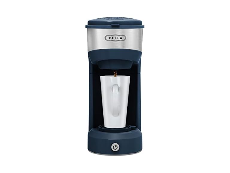 BELLA Dual Brew Single Serve Coffee Maker, K-cup Compatible with Ground Coffee Basket and Adapter - Carefree Auto Shut Off and Adjustable Tray, 14oz