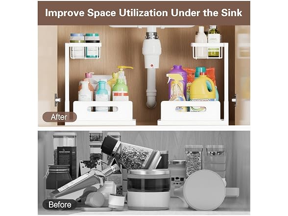 VUSIGN 2 Tier Under Sink Organizer, Slide Out