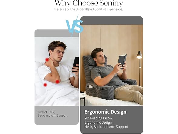 Seniny Reading Pillow, Back Support
