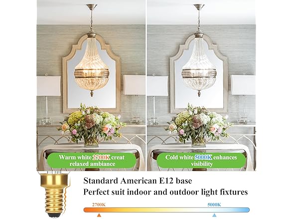 Dimmable E12 Candelabra LED Light Bulbs 60 W