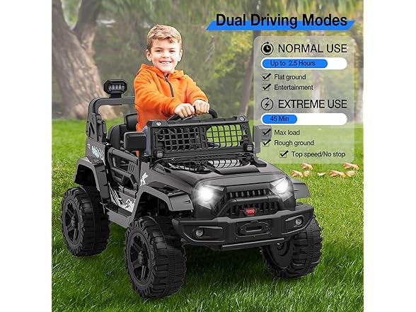 Hipicute 12V Kids Ride On Truck, Black