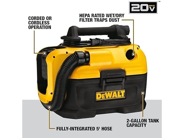 DEWALT DCV581H Shop Vacuum Wet and Dry, Cordless