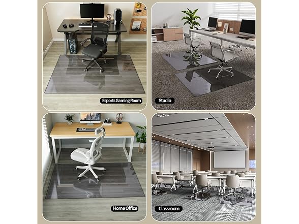 Koonmi Grey Glass Chair Mat 42" x 48"