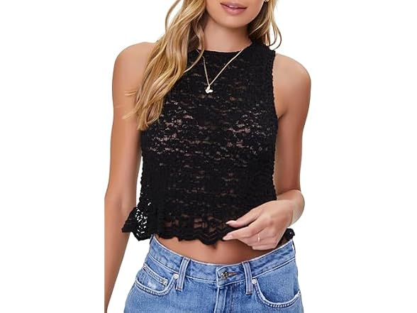 Forever 21 (M) Lace Scalloped Top