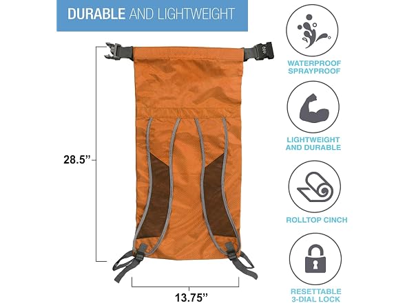 Lewis N. Clark WaterSeals Locking Backpack Orange