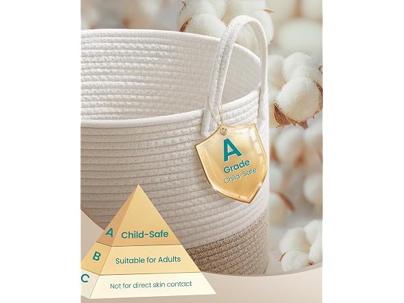 SONGMICS Laundry Hamper, Cotton Rope 15.8 Gallons