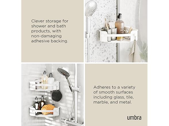 Umbra Flex Adhesive Corner Bin, White