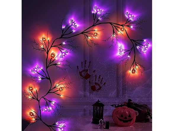 SURCVIO 6 Ft 54 LED Halloween Pumpkins and Bats