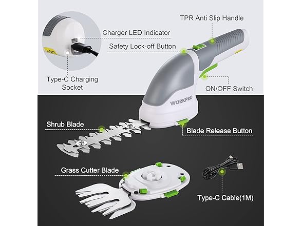 WORKPRO 2-in-1 Grass Shear White