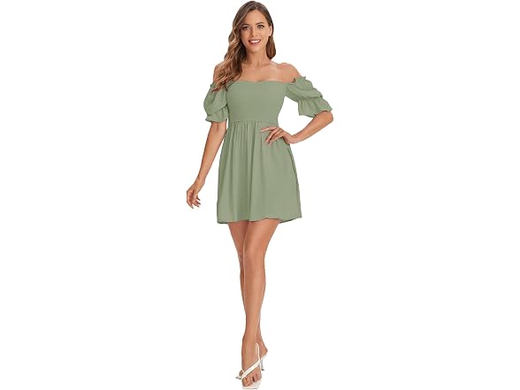 Wdirara Women (XS) Square Neck Flounce Short Dress