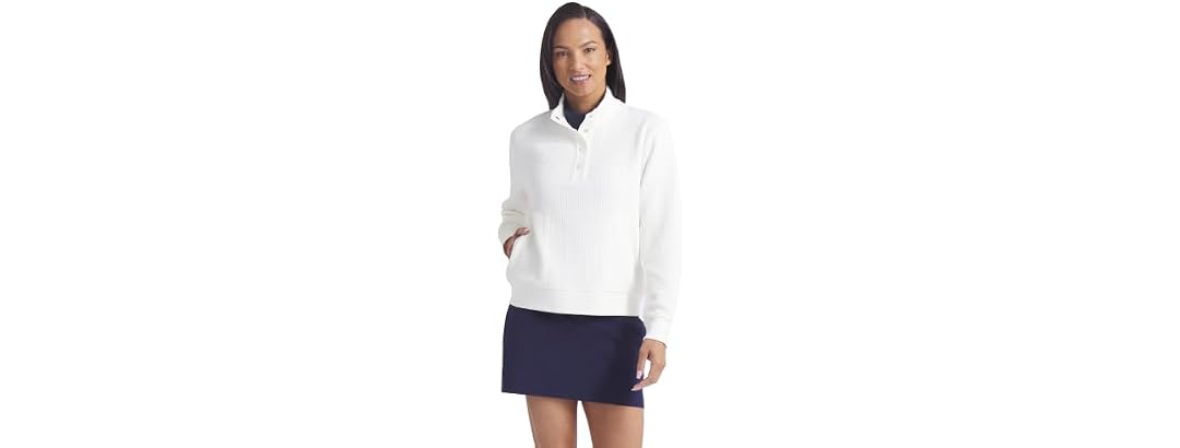 Puma Golf Women's BOULDER 1/2 SNAP PULLOVER, WARM WHITE, S