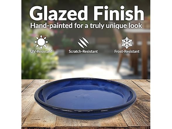 2PK Sunnydaze Decor AP-220 Ceramic Saucers 12" Blue