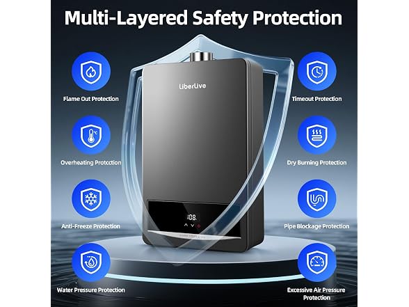 Nature Gas Tankless Water Heater, Indoor Max 3.6 GPM, 80,000 BTU On Demand Instant Hot Water Heater Nature Gas with LED Temperature Control Panel, 1/2\" NPT Connector Size, Gray 3.6 N1 (Open Box)