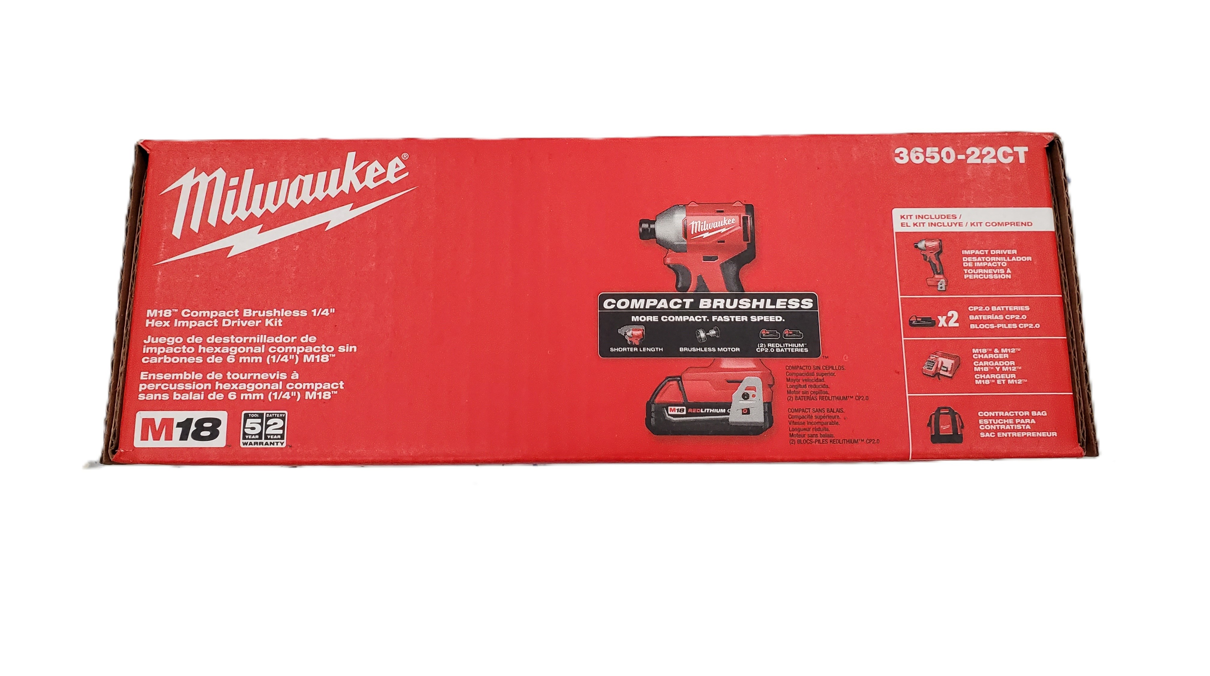 Milwaukee 3650-22CT M18 18V 1/4 in Impact Kit - Gallery 6