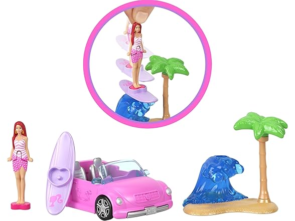Barbie Mini BarbieLand 4-Pack Doll & Toy Vehicle Set