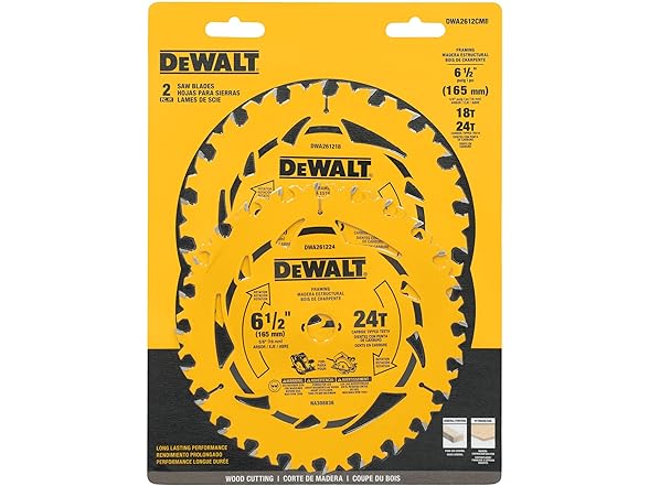 DEWALT 6-1/2 in. 18T and 24T Circular Saw Blade 2-Pk